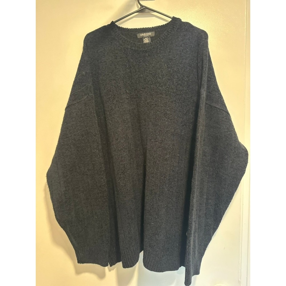 Murano Italia Academia Ribbed Chenille wool blend Sweater Sz:3XLT Charcoal Gray